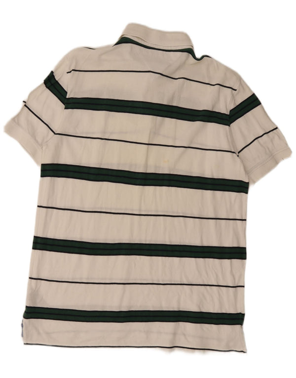 Tommy Hilfiger Mens Custom Fit Polo Shirt XL White Striped Cotton