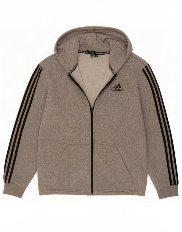 Adidas Mens Zip Hoodie Sweater Medium Grey Flecked Cotton