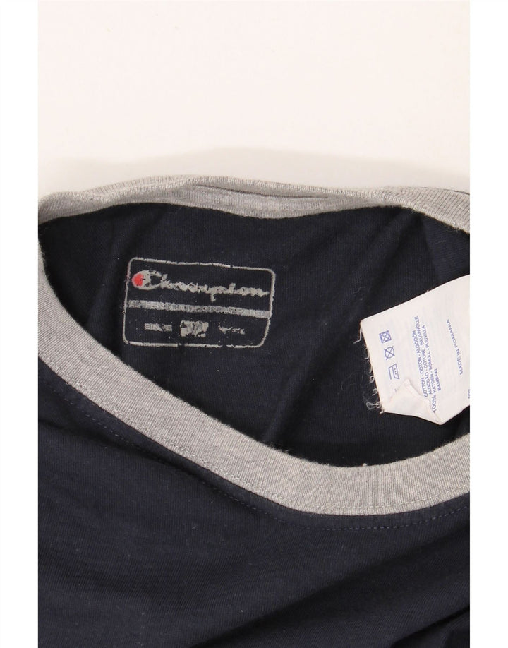 CHAMPION Mens Heritage Classics T-Shirt Top Small Navy Blue Cotton
