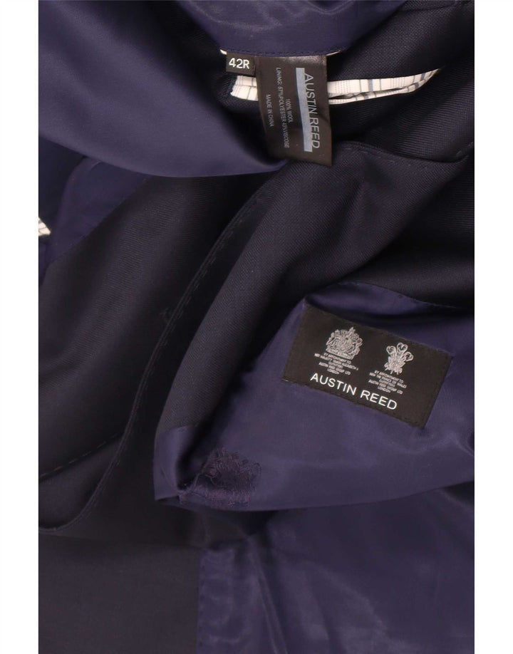Austin Reed Mens 2 Button Blazer Jacket UK 42 XL Navy Blue Wool