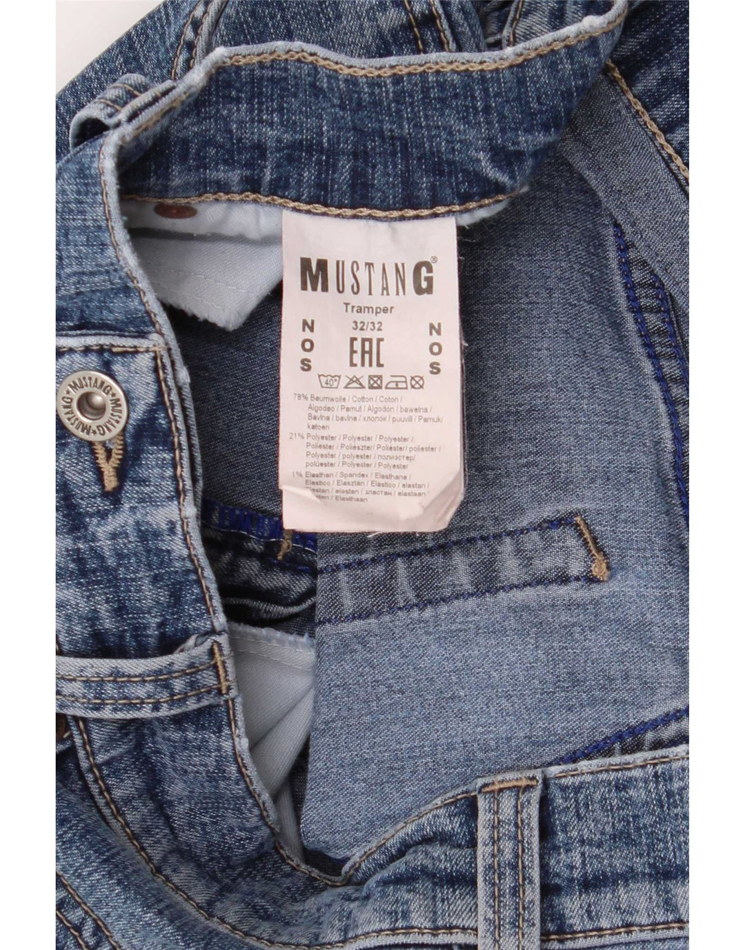 Mustang Mens Tramper Slim Jeans W32 L32 Blue Cotton