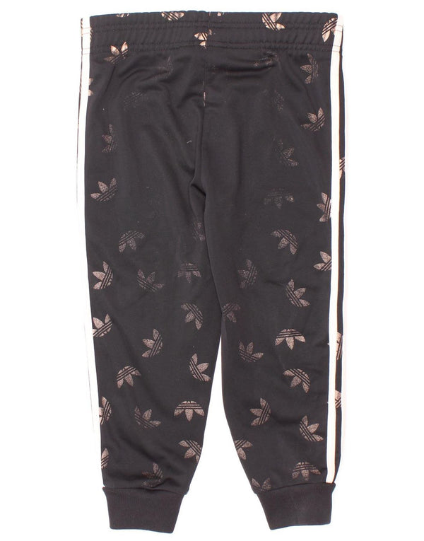 Adidas Girls Graphic Tracksuit Trousers Joggers 3-4 Years Black Polyester