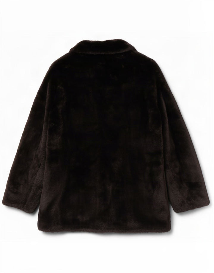 Marks & Spencer Womens Faux Fur Jacket UK 14 Medium Black Polyester