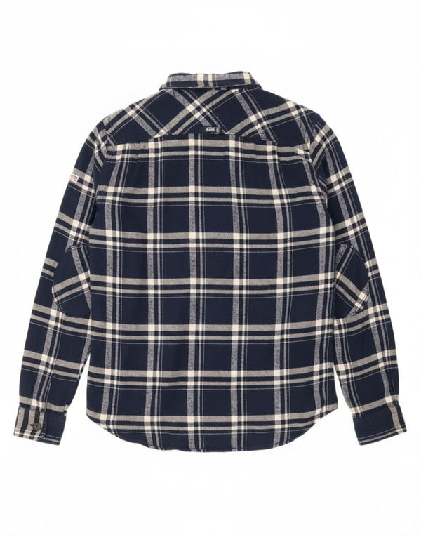 Superdry Mens Flannel Shirt Large Navy Blue Check Cotton