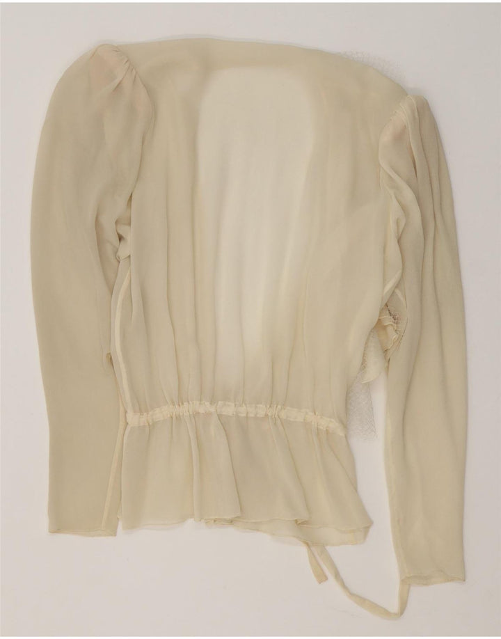 Vintage Womens See Through Wrap Blouse Top UK 16 Large Off White