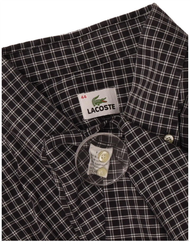 Lacoste Mens Shirt Size 44 XL Black Check Cotton