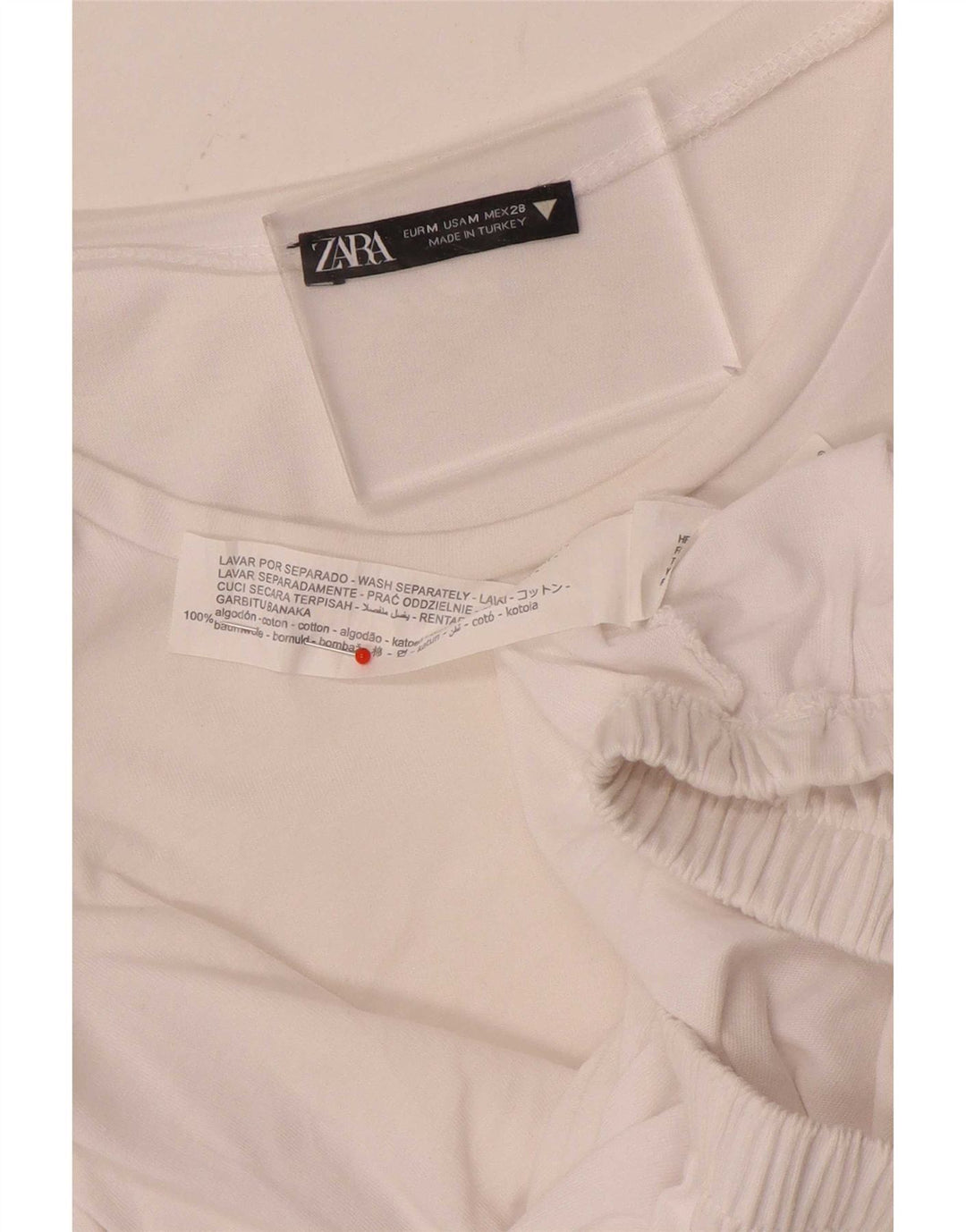 Zara Womens Crop Blouse Top UK 12 Medium White Cotton