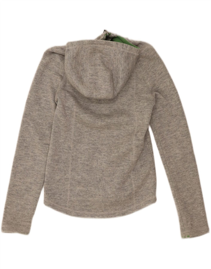 Bench Womens Hooded Knit Bomber Jacket UK 12 Medium Grey Acrylic