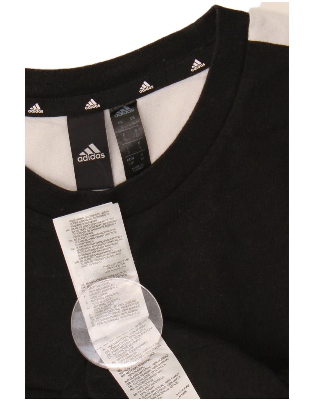 Adidas Mens T-Shirt Top Small Black Colourblock Cotton