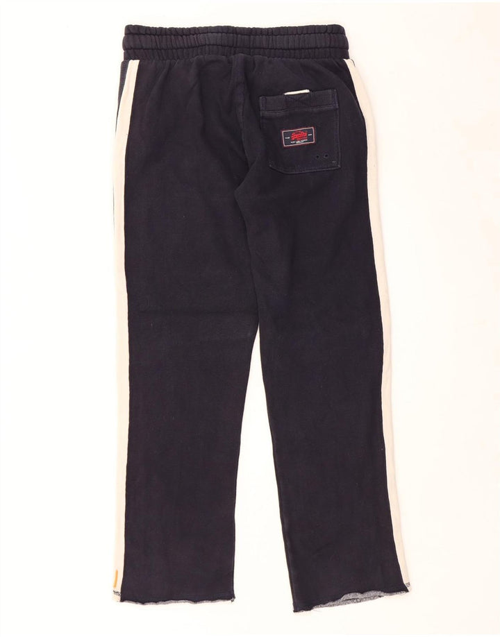 SUPERDRY Mens Graphic Tracksuit Trousers Small Navy Blue Colourblock