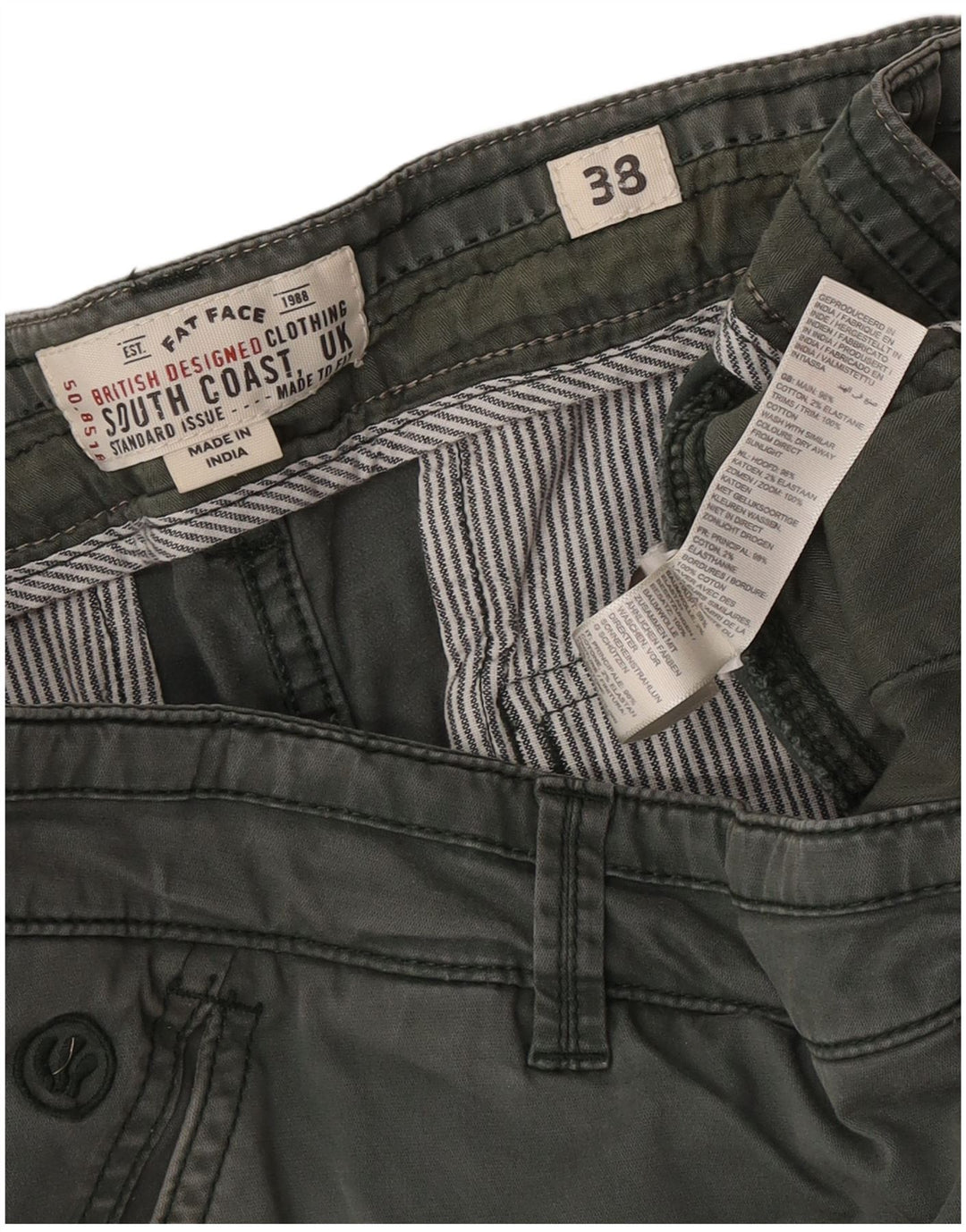 Fat Face Mens Regular Cargo Shorts W38 XL Green Cotton