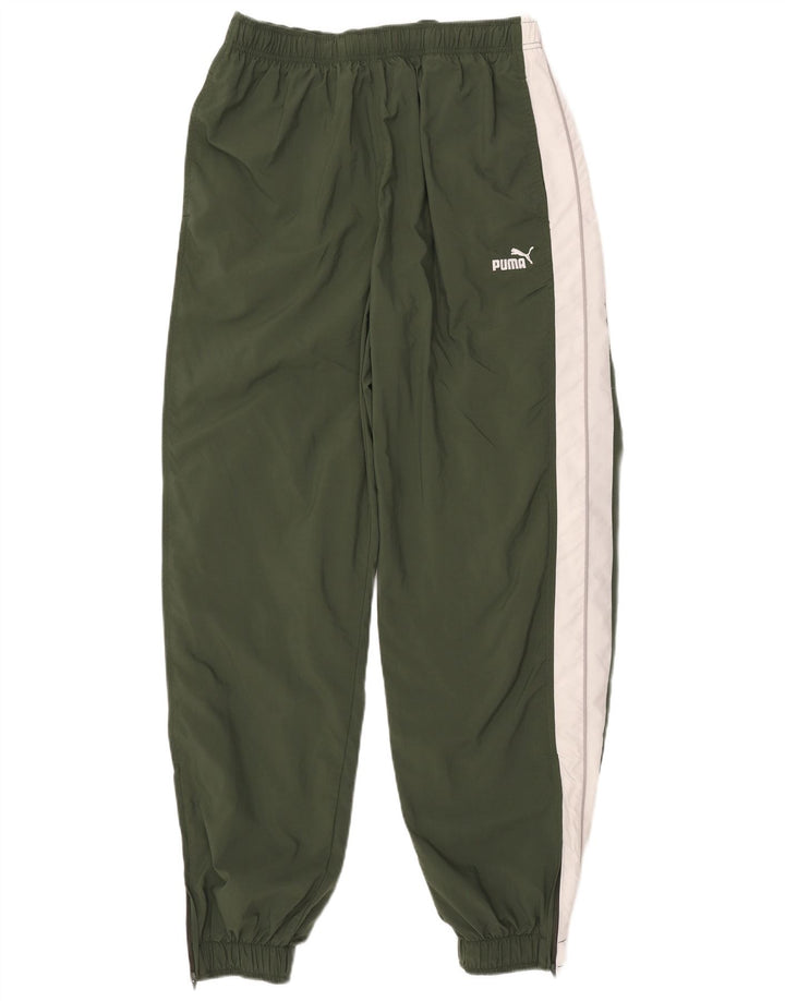 PUMA Mens Tracksuit Trousers Joggers XL  Khaki Colourblock Nylon