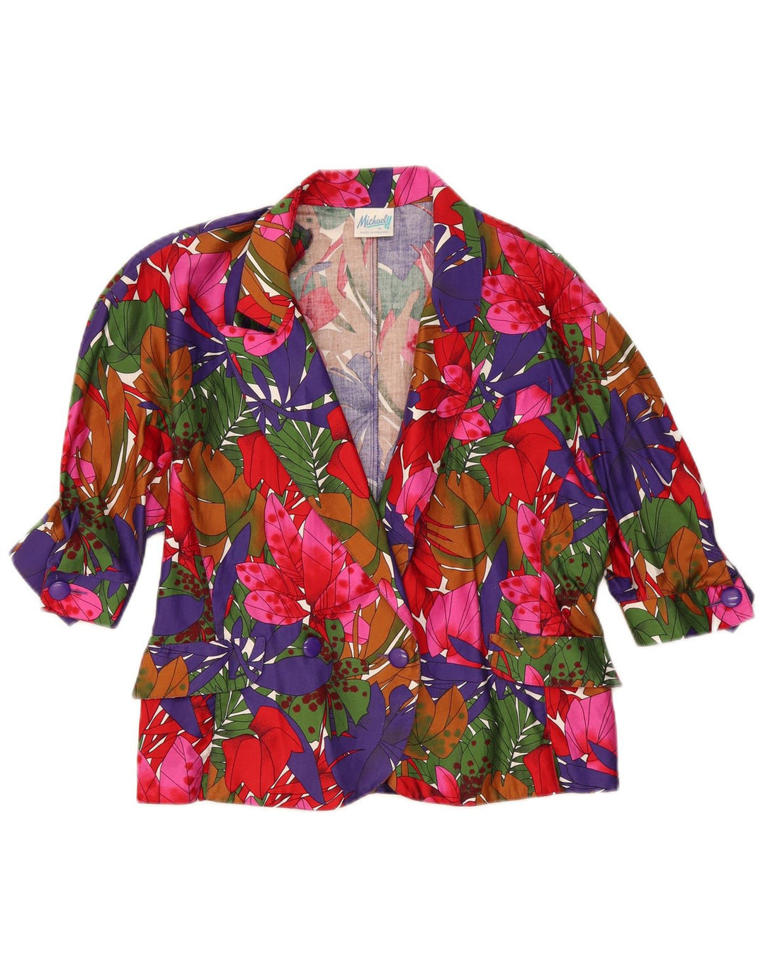 Michael H. Womens 1 Button Blazer Jacket US 16 2XL Multicoloured Floral