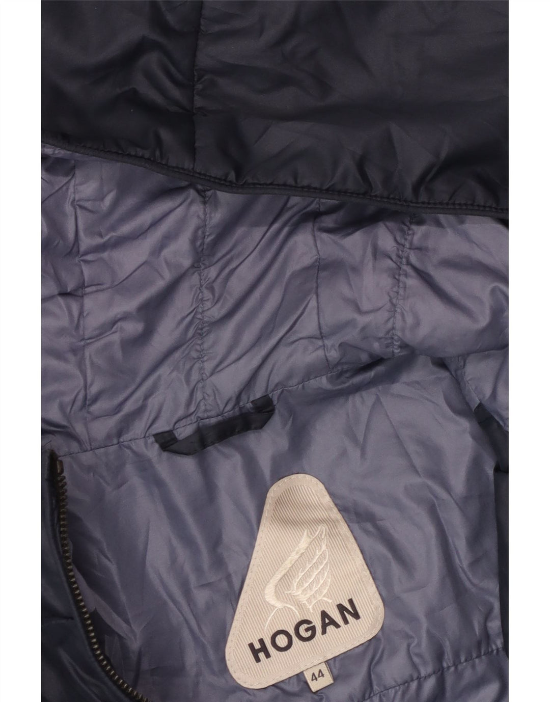 HOGAN Womens Hooded Bomber Jacket IT 44 Medium Navy Blue