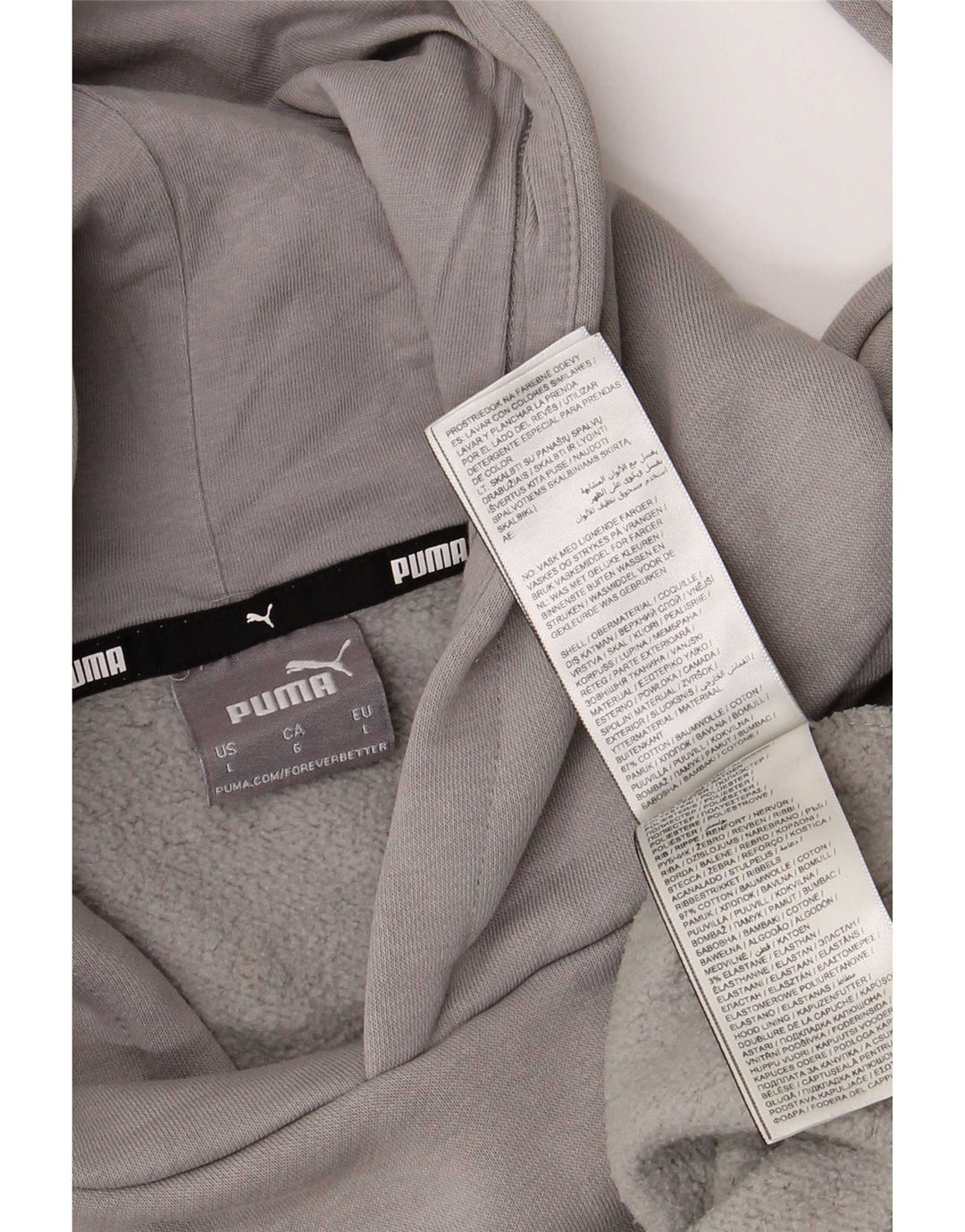 Puma Mens Hoodie Jumper Large Grey Cotton