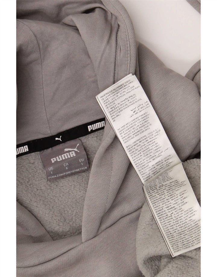 Puma Mens Hoodie Jumper Large Grey Cotton