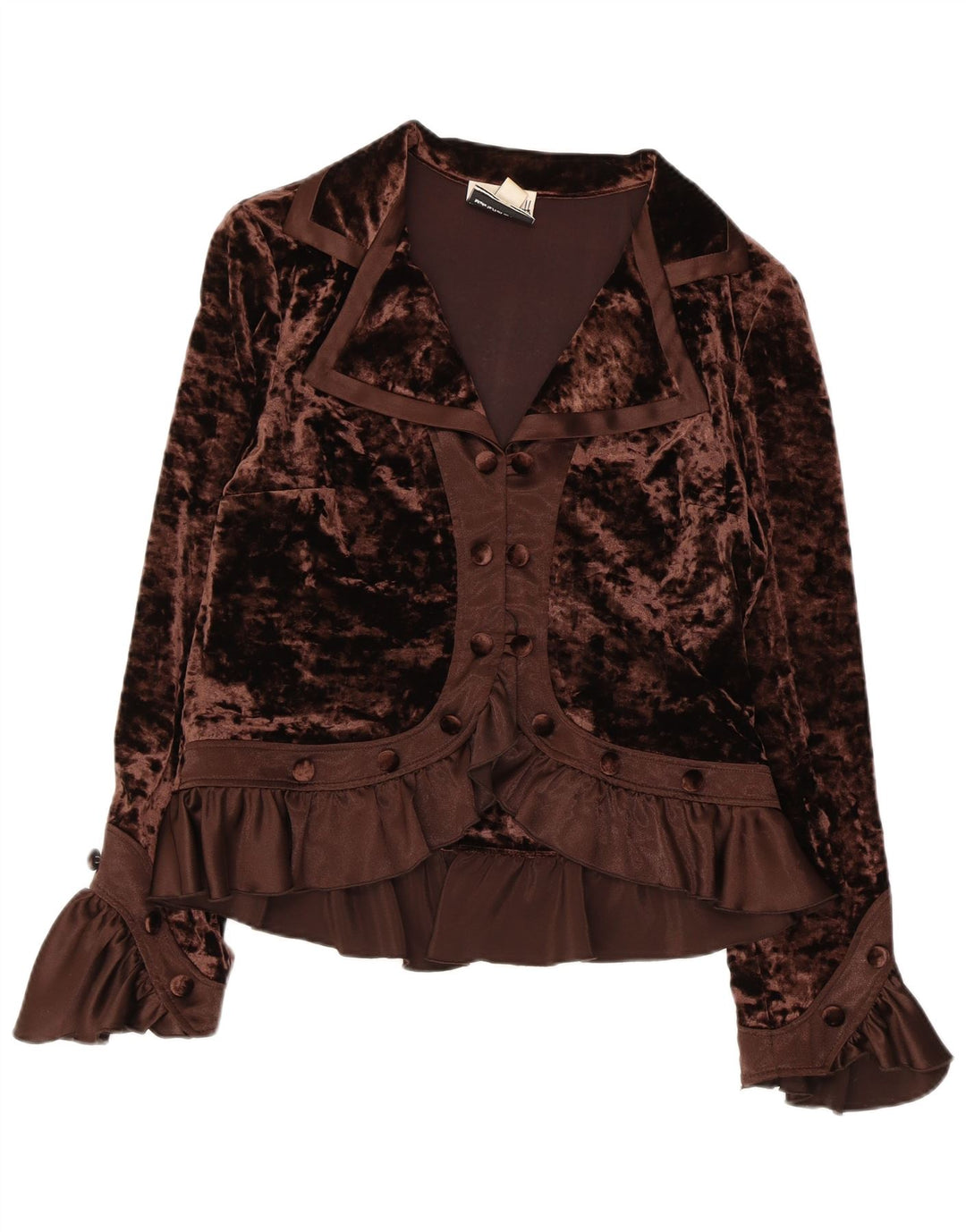JOSEPH RIBKOFF Womens Velour Shirt Blouse UK 16 Large  Brown Polyester