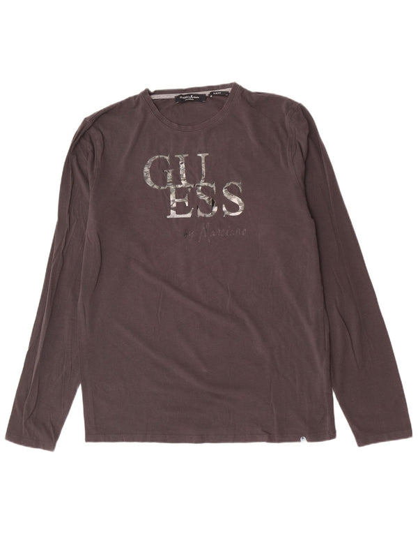 Guess By Marciano Mens Slim Fit Graphic Top Long Sleeve Large Grey Cotton