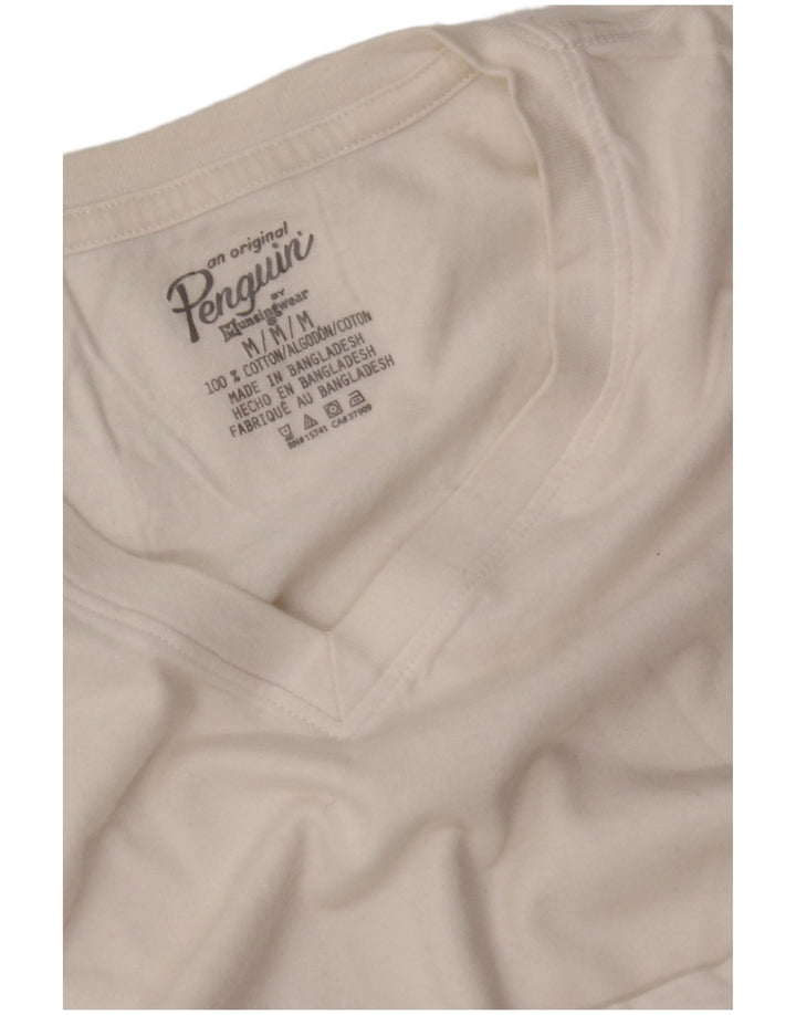 PENGUIN Womens T-Shirt Top UK 14 Medium White Cotton