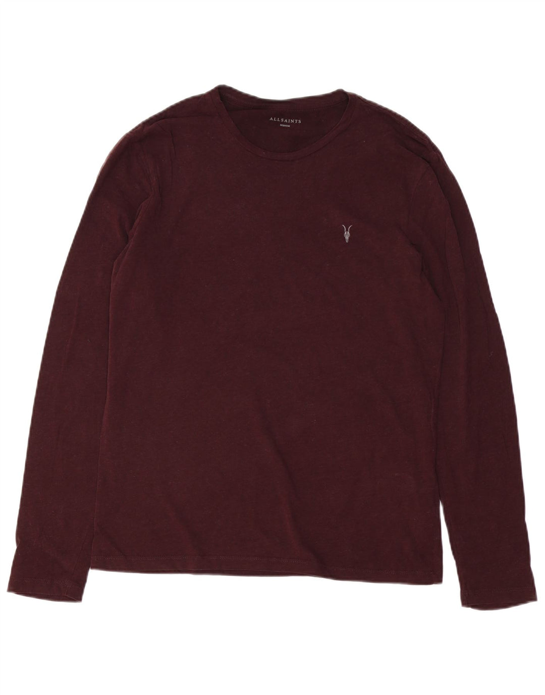 All Saints Mens Top Long Sleeve Medium Burgundy Cotton