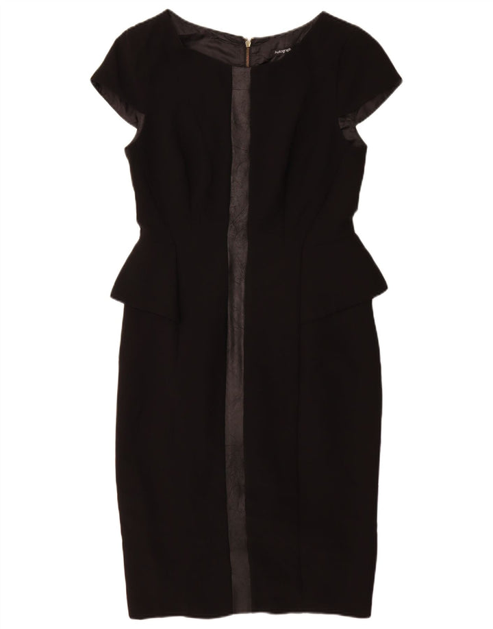 MARKS & SPENCER Womens Autograph Peplum Dress UK 10 Small Black Polyester
