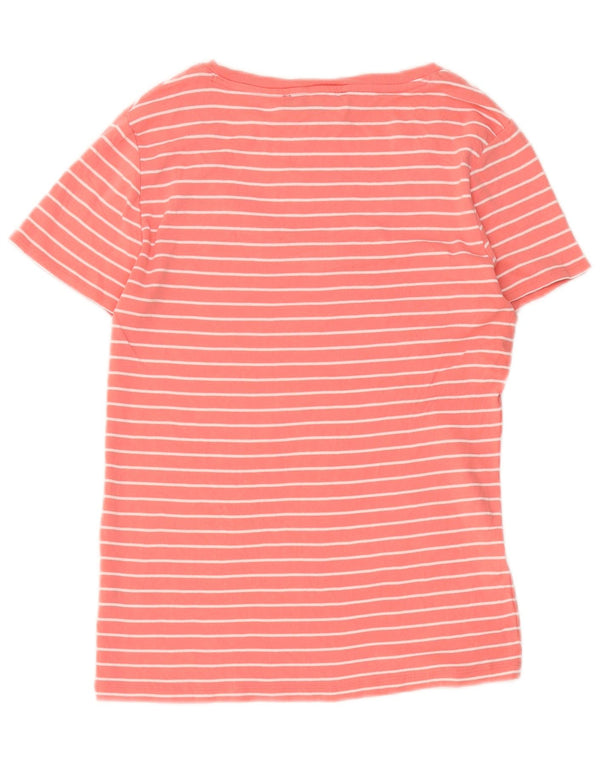 Tommy Hilfiger Womens T-Shirt Top UK 12 Medium Pink Striped Cotton