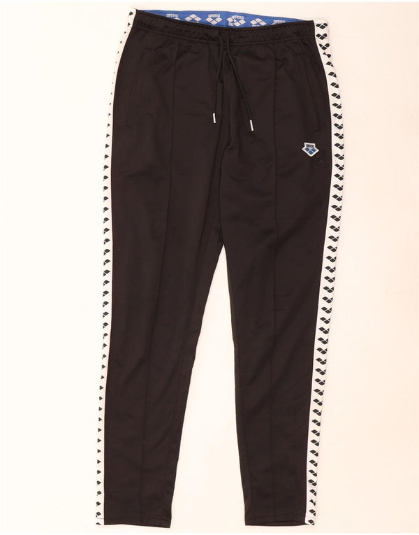 ARENA Mens Graphic Tracksuit Trousers Medium  Black Colourblock Polyester