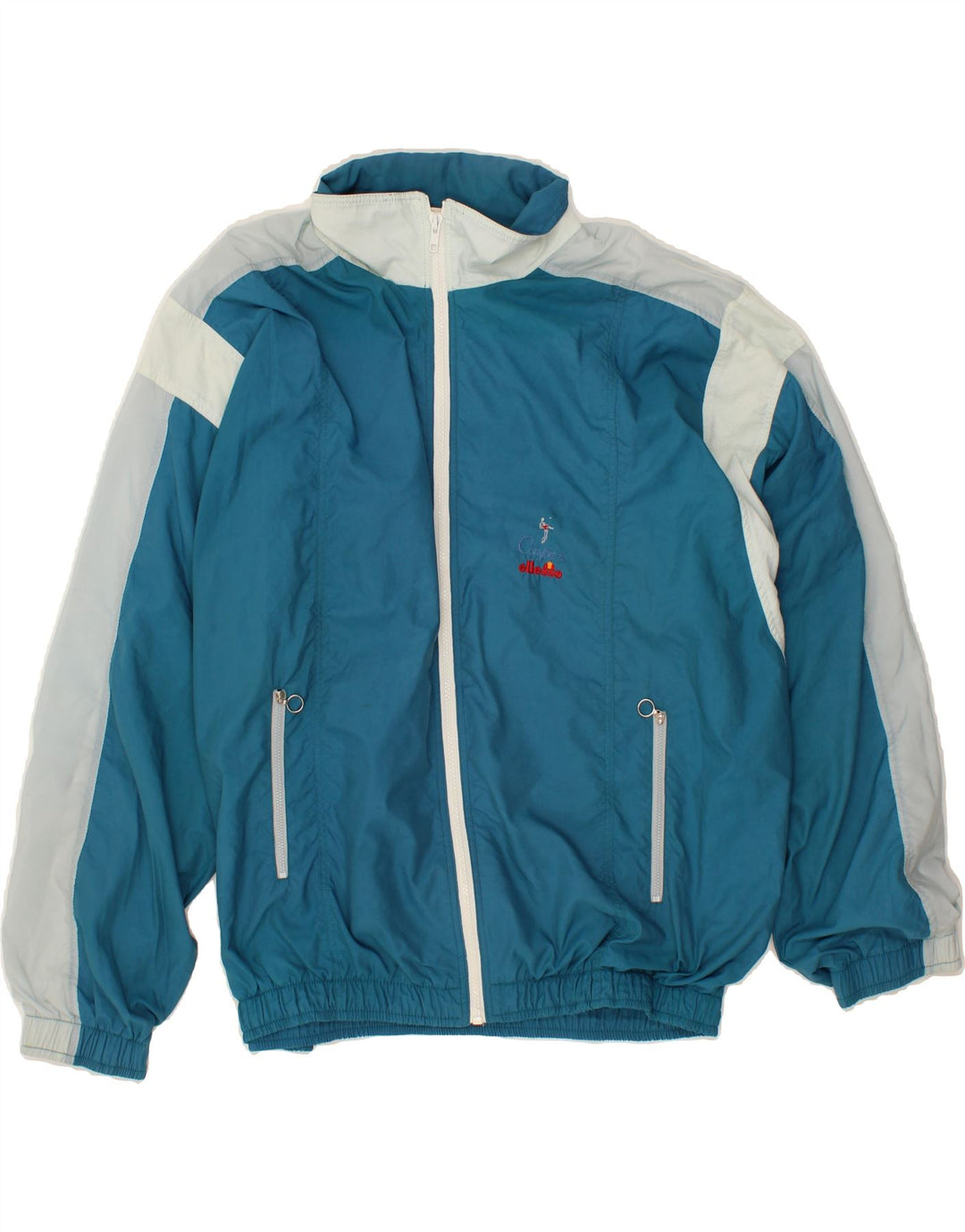 ELLESSE Womens Tracksuit Top Jacket UK 14 Medium Blue Colourblock Vintage Ellesse and Second-Hand Ellesse from Messina Hembry 