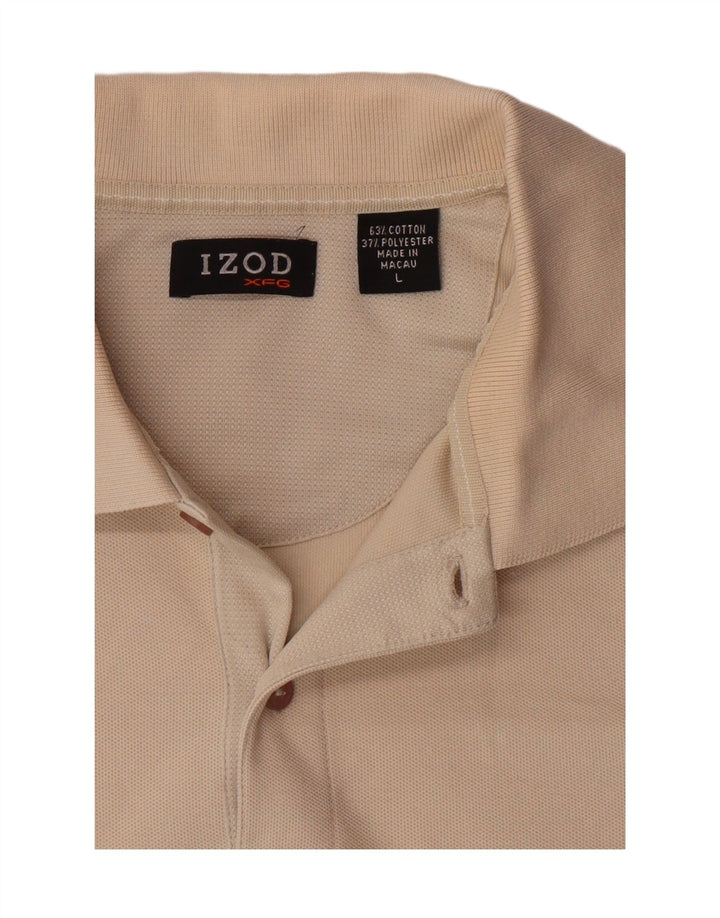 IZOD Mens Polo Shirt Large Beige Cotton Vintage Izod and Second-Hand Izod from Messina Hembry 