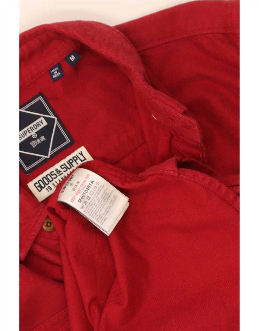 Superdry Mens Shirt Medium Red Cotton