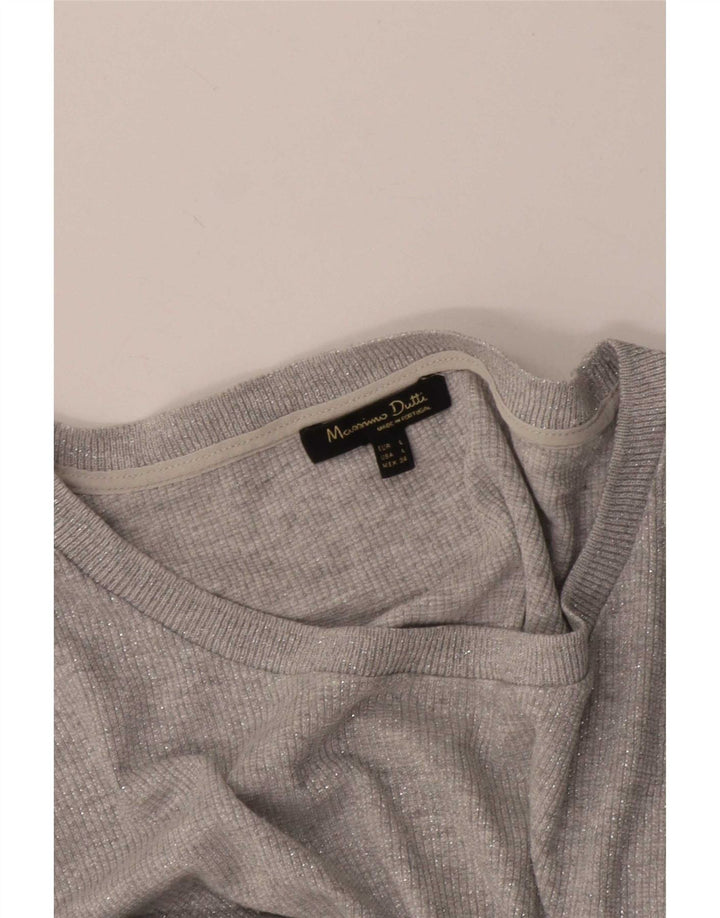 Massimo Dutti Womens Top 3/4 Sleeve UK 16 Large Grey