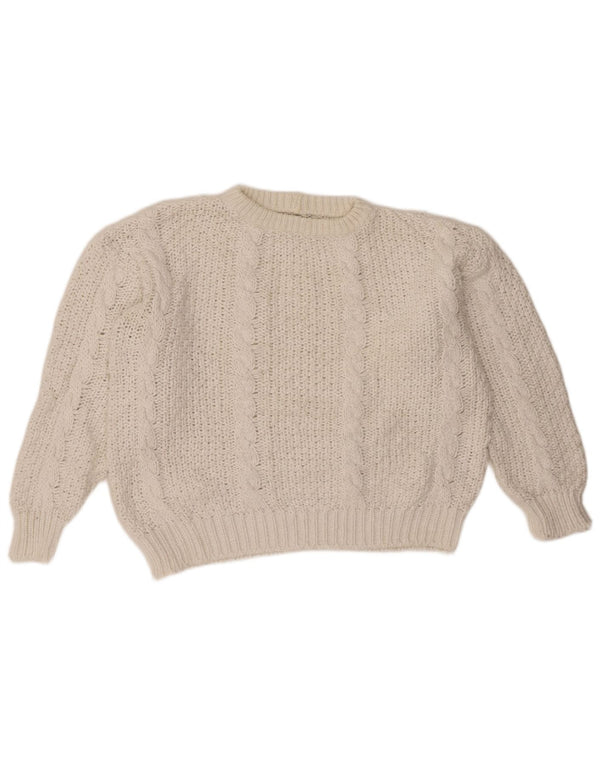 Club Tricot Womens Crop Crew Neck Jumper Sweater UK 16 Large White