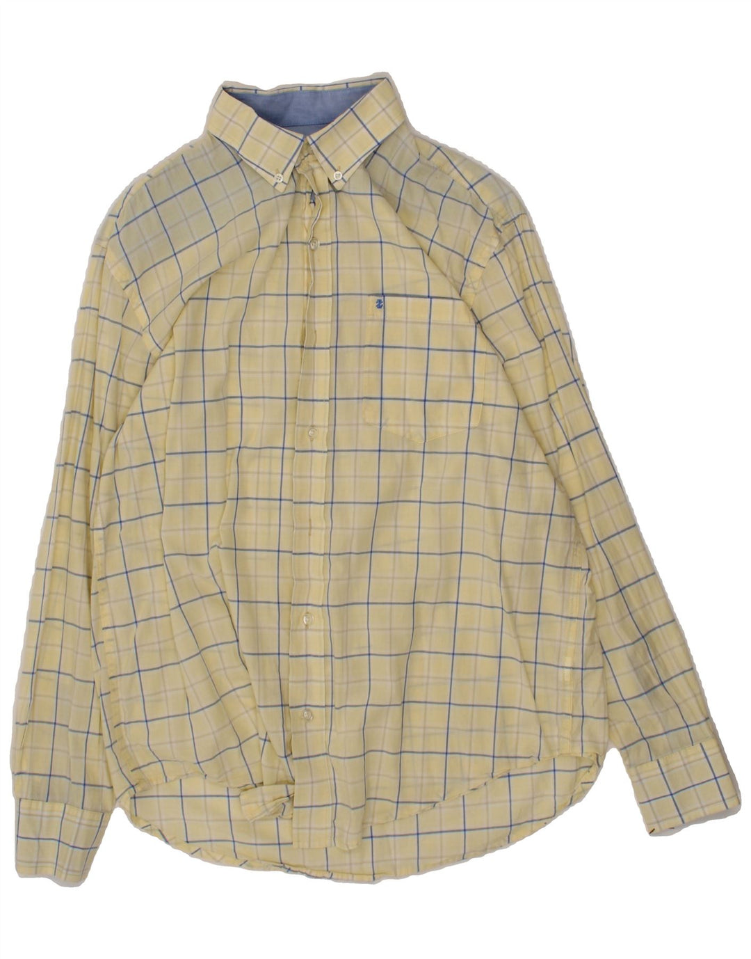 IZOD Mens Shirt Medium Yellow Check Cotton Vintage Izod and Second-Hand Izod from Messina Hembry 