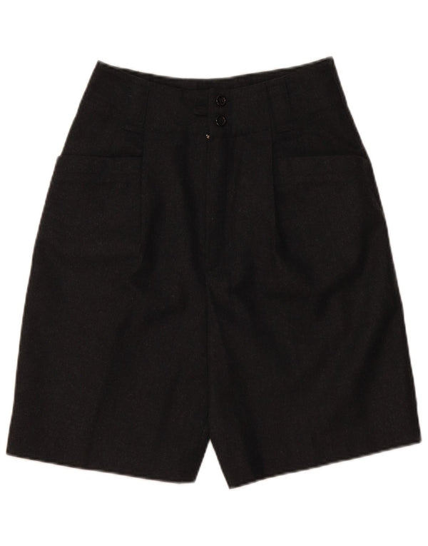 VINTAGE Womens High Waist Casual Shorts EU 36 Small W28 Grey New Wool