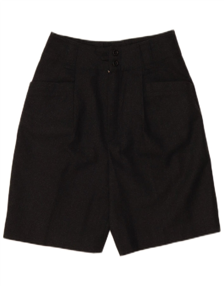 VINTAGE Womens High Waist Casual Shorts EU 36 Small W28 Grey New Wool