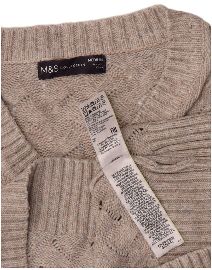 Marks & Spencer Womens Crop V-Neck Jumper Sweater UK 14 Medium Grey