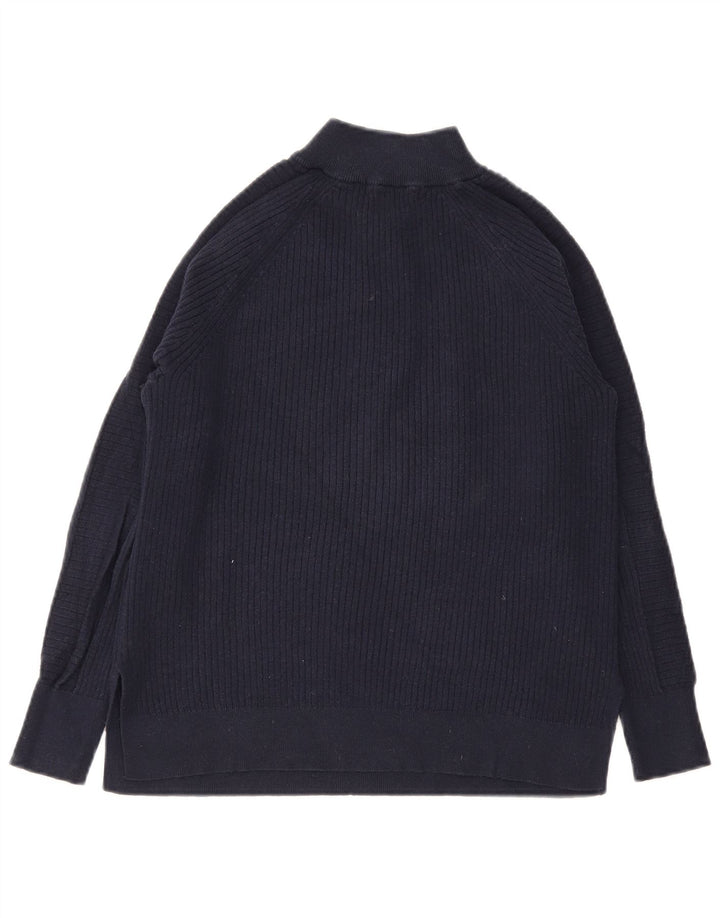 Marks & Spencer Womens Zip Neck Jumper Sweater UK 14 Medium Navy Blue