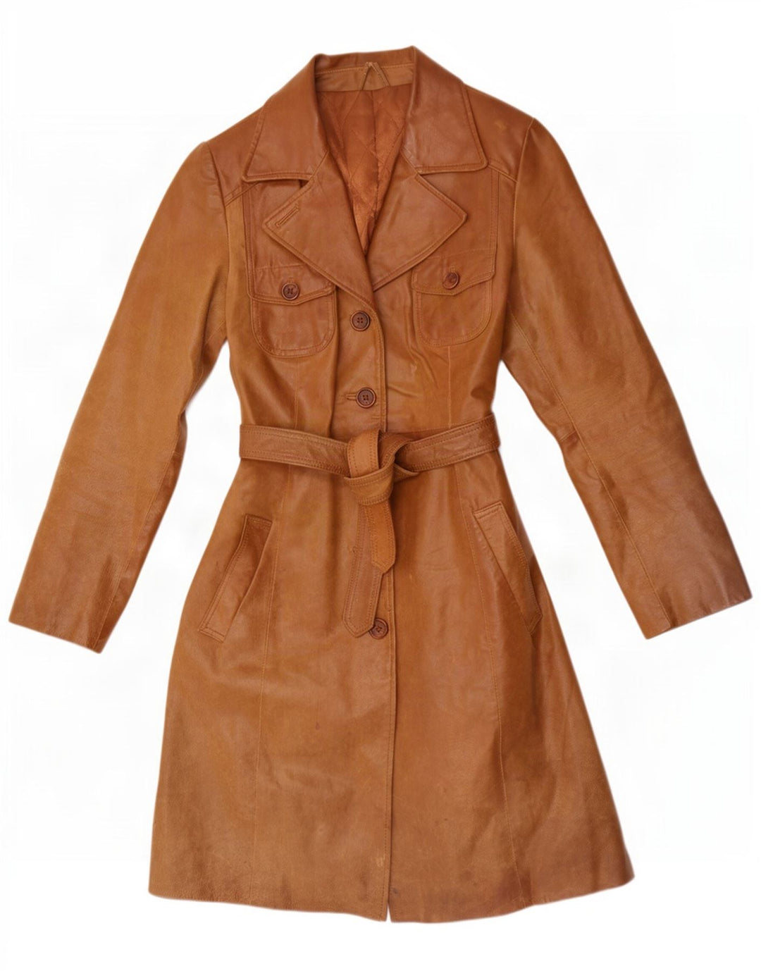 Vintage Womens Leather Coat IT 46 Large Brown