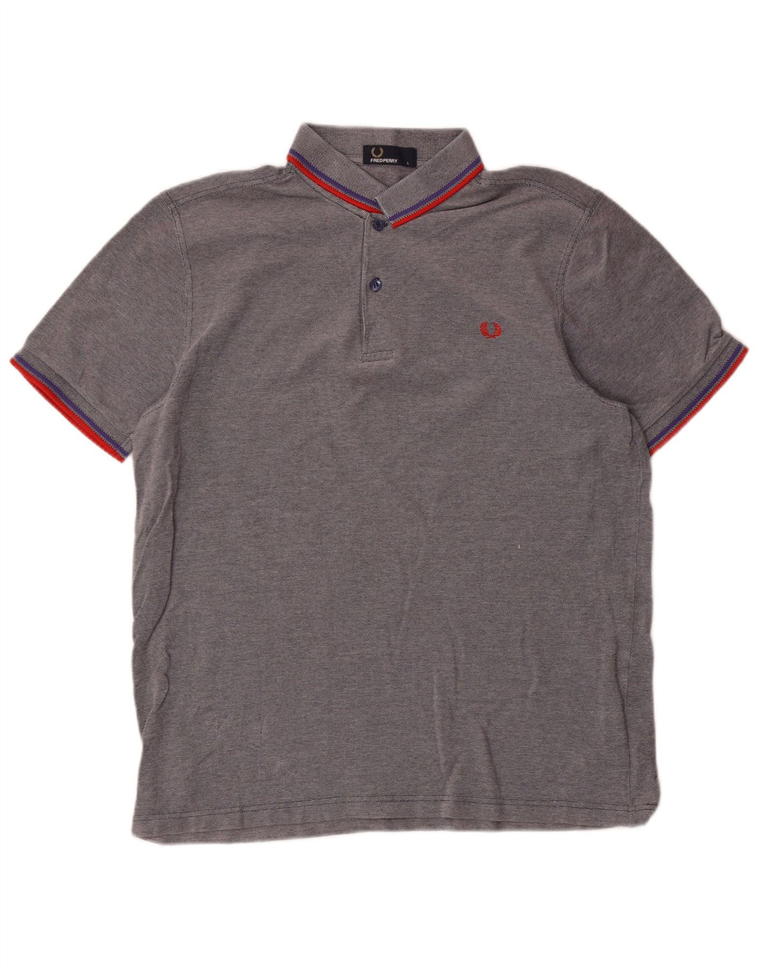Fred Perry Mens Polo Shirt Large Grey Striped Cotton