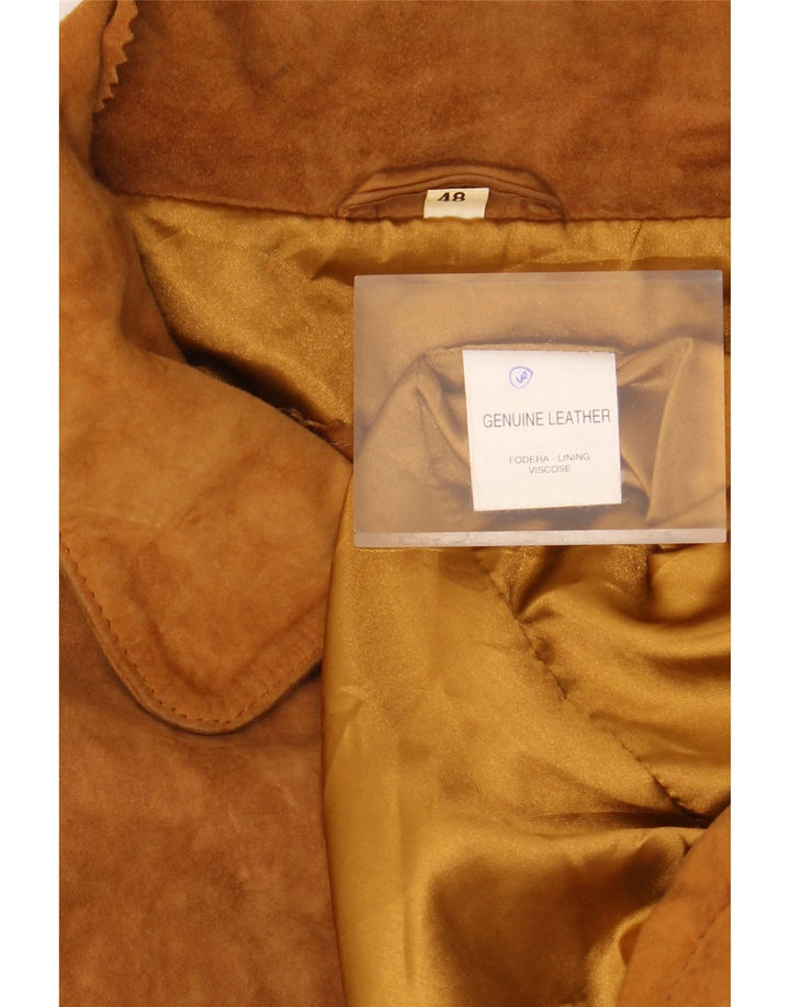 VINTAGE Mens Oversized Suede Jacket IT 48 Medium Brown Leather