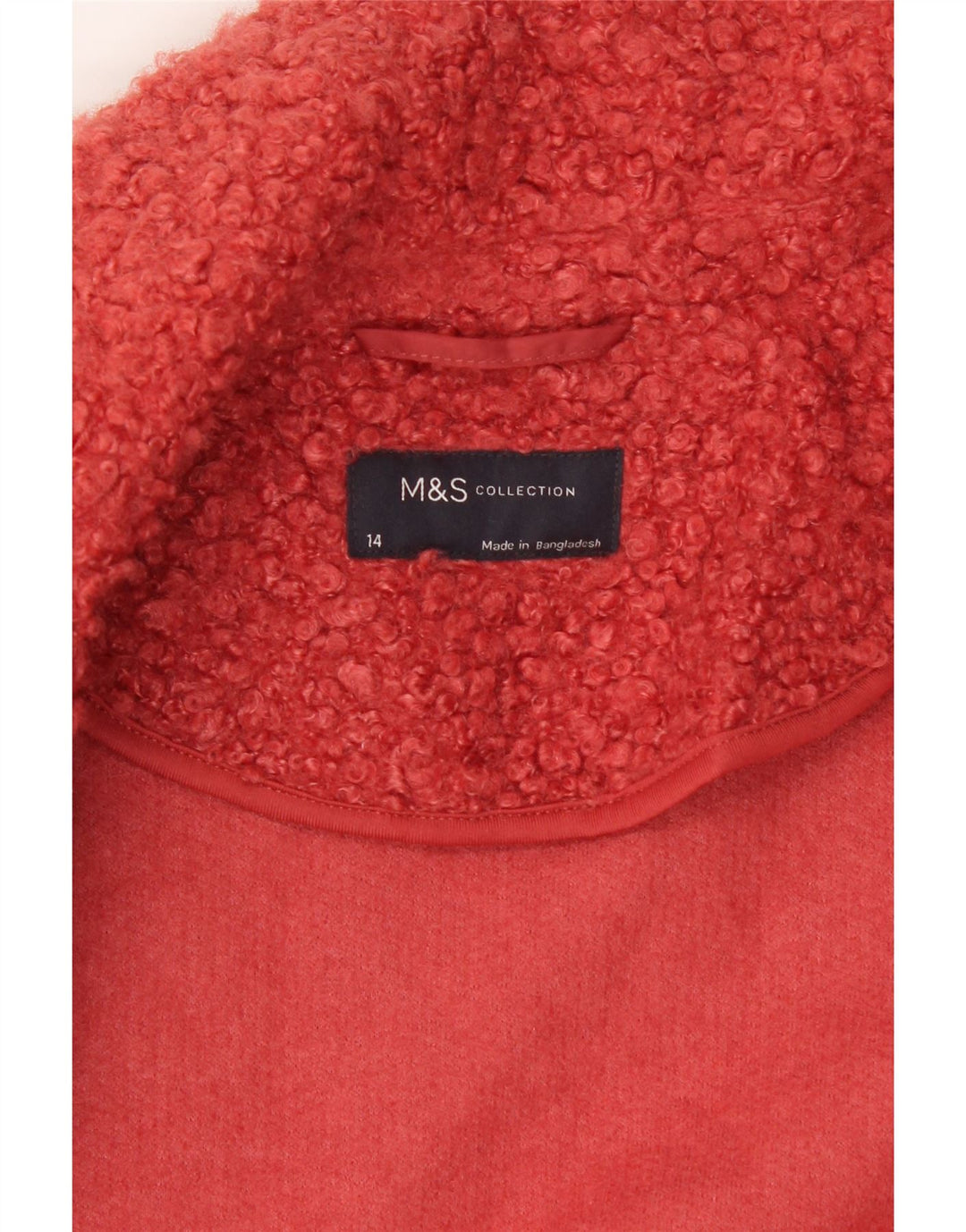 MARKS & SPENCER Womens Overcoat UK 14 Large Red Polyester Vintage Marks & Spencer and Second-Hand Marks & Spencer from Messina Hembry 