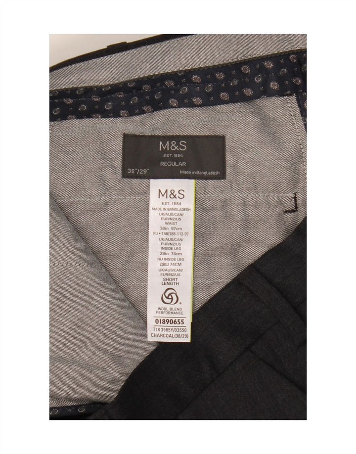 Marks & Spencer Mens Regular Suit Trousers W38 L29 Grey Polyester