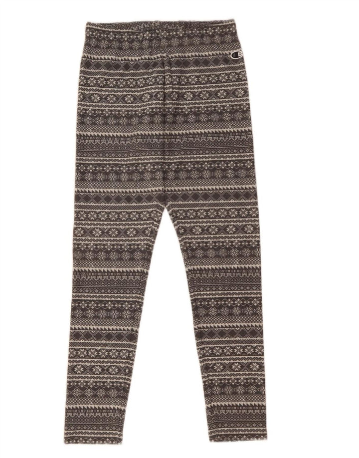 Champion Womens Leggings UK 8 Small  Grey Fair Isle