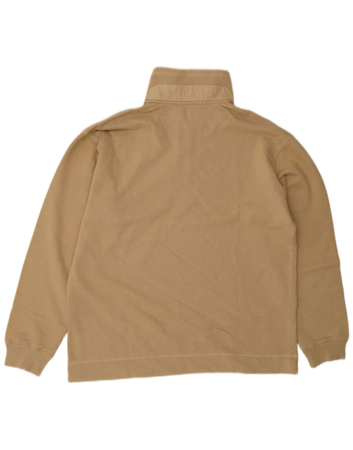 Think Pink Mens Zip Neck Sweatshirt Jumper Medium Beige Cotton