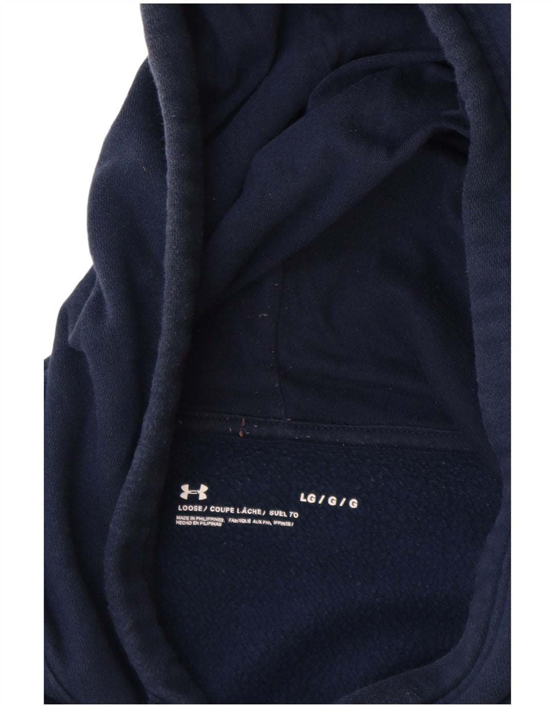 UNDER ARMOUR Mens Hoodie Jumper Large Navy Blue Cotton