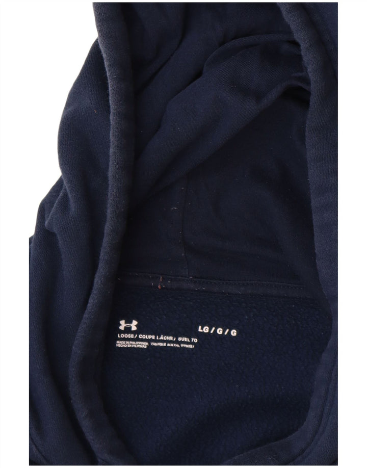 UNDER ARMOUR Mens Hoodie Jumper Large Navy Blue Cotton
