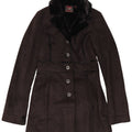 Vintage Womens Sherpa Overcoat UK 12 Medium Black