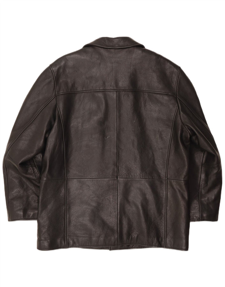 VINTAGE Mens Leather Jacket UK 46 3XL Black Leather