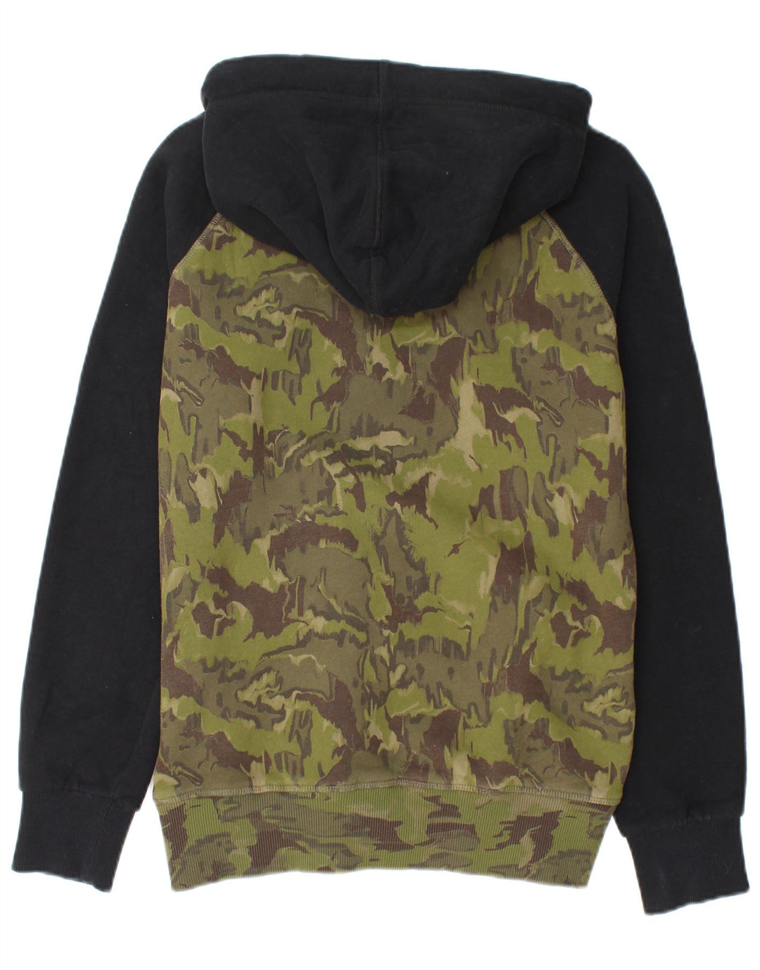 SUPERDRY Mens Graphic Hoodie Jumper Small Khaki Camouflage Cotton