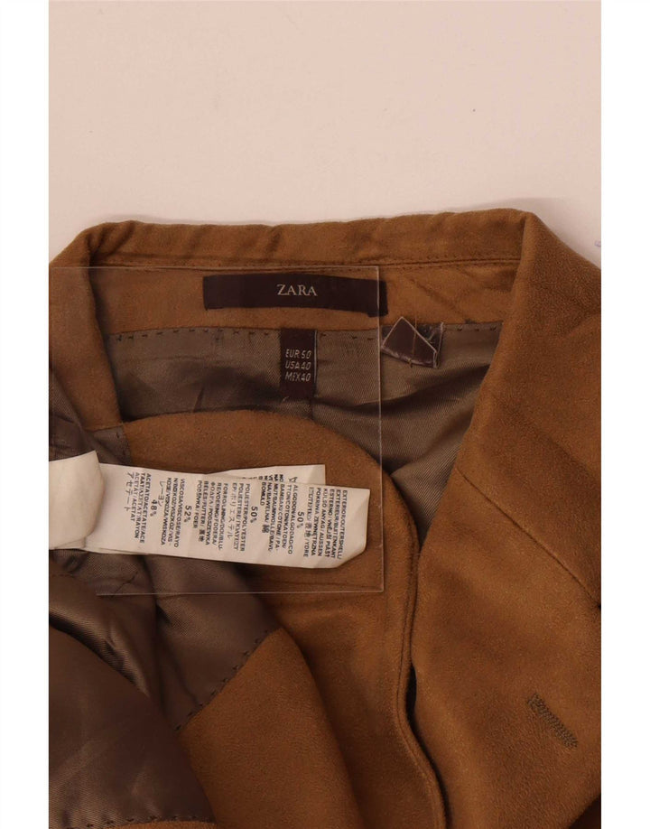 Zara Mens 3 Button Corduroy Blazer Jacket EU 50 Medium Beige Colourblock